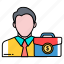 avatar, briefcase, businessman, employee, office, portfolio, profession 