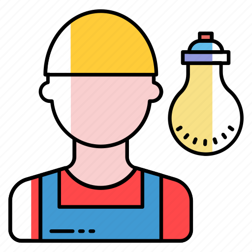 Bright, electrician, glow, innovation, power, profession, worker icon - Download on Iconfinder