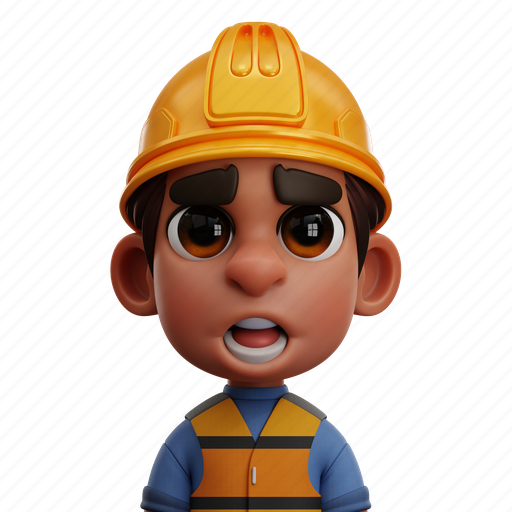 Construction, worker, metaverse, avatar, man, face, person 3D illustration - Download on Iconfinder