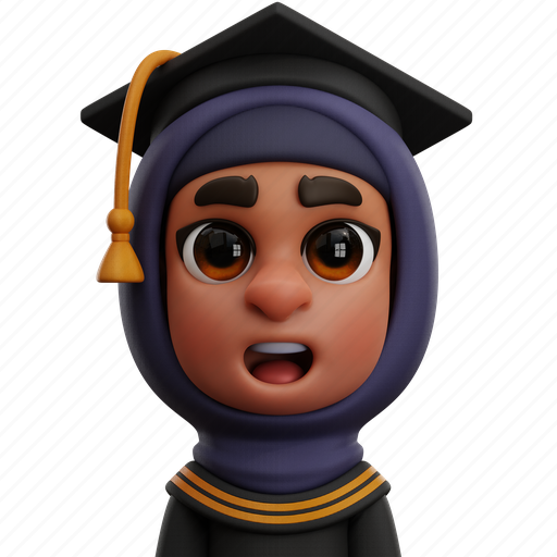 Graduation, student, metaverse, avatar, woman, girl, face 3D illustration - Download on Iconfinder
