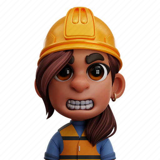 Consctruction, woman, people, profile, avatar, female, worker 3D illustration - Download on Iconfinder