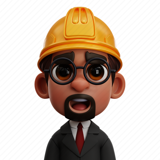 Constructon, engineer, avatar, man, face, person, metapeople 3D illustration - Download on Iconfinder