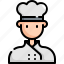 avatar, chef, cook, man, profession, restaurant, user 