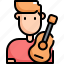 avatar, guitar, man, musician, player, profession, user 