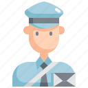 avatar, delivery, mail, man, postman, profession, user