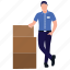 cardboard delivery, logistics, mall worker, packing boy, store worker 
