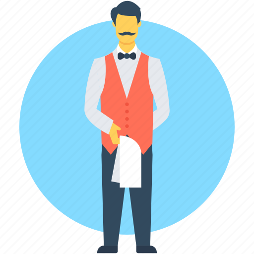 Butler, food server, male waiter, waiter, waiting staff icon - Download on Iconfinder