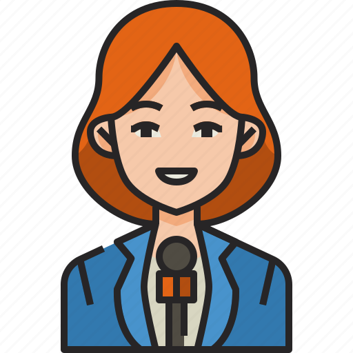 Reporter, news, journalist, media, avatar, woman, news anchor icon - Download on Iconfinder