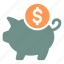 piggy, bank, dollar, income, finance, money, business, full 