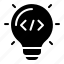 idea, innovation, concept, solution, coding, script, lightbulb, programming, code 