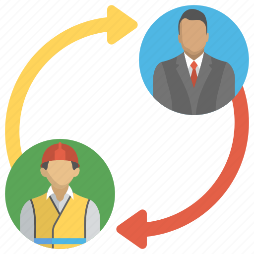 Boss and employee, business connection, business relation, project management, staff relation icon - Download on Iconfinder