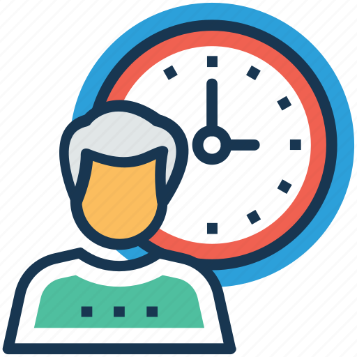 Business hours, man with clock, part time, working deadline, working hours icon - Download on Iconfinder