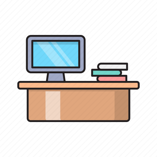 Books, computer, desk, lcd, table icon - Download on Iconfinder
