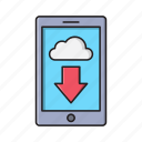 cloud, database, download, mobile, phone