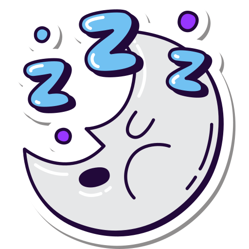 Moon, sleep, tired, away, boring, project, status sticker - Free download