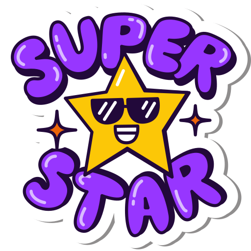 Super, star, superstar, amazing, awesome, shiny, beautiful sticker - Free download