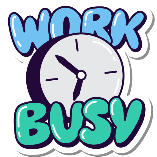 Busy, work, in progress, deadline, clock sticker - Free download