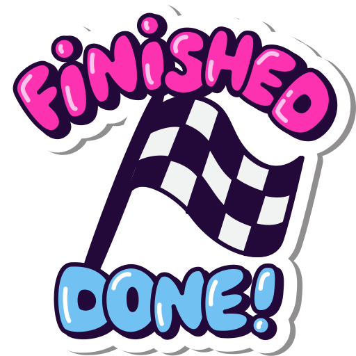Finished, done, flag, finish, finish line, checkered flag, completed sticker - Free download