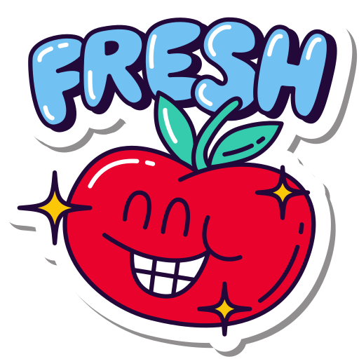 Fresh, apple, cool, new, trendy, healthy, project sticker - Free download