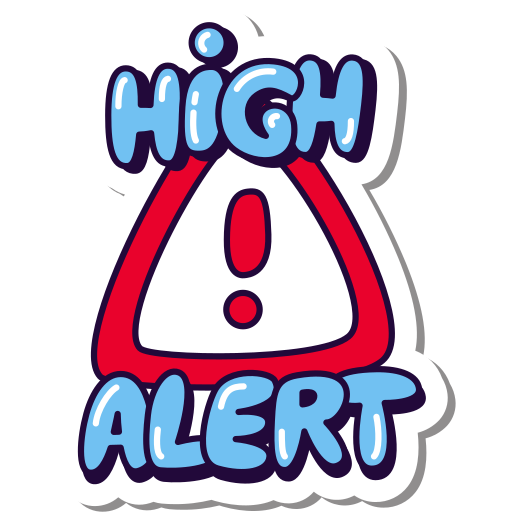 High, alert, warning, attention, notification, caution, priority sticker - Free download