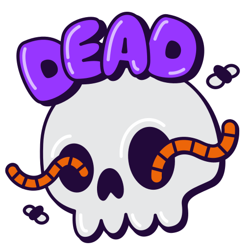 Dead, head, skull, crashing, error, halloween, spooky sticker - Free download