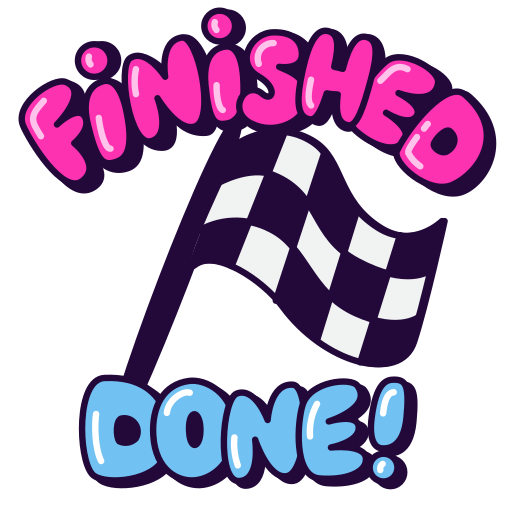 Finished, done, flag, checkered flag, completed, ready, project sticker - Free download