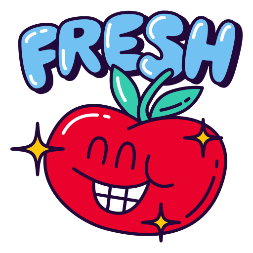 Fresh, apple, healthy, trendy, new, shiny, project sticker - Free download