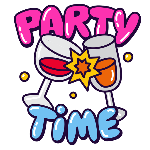 Party, time, drinks, celebration, cheers, done sticker - Free download