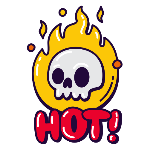 Skull, head, hot, fire, flame, project, status sticker - Free download