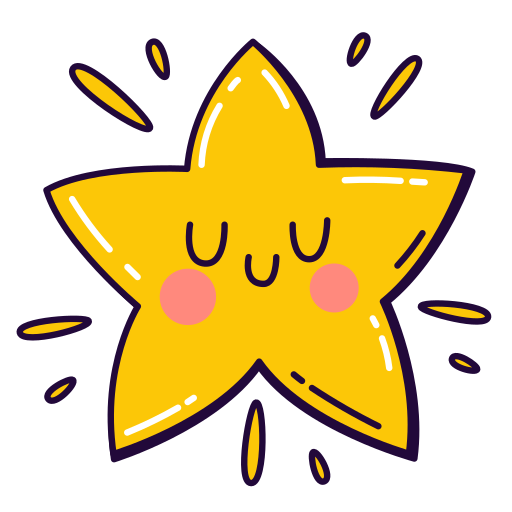 Star, pleased, cute, happy, superstar, shiny sticker - Free download