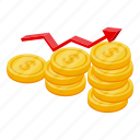 dollar, coins, investments, isometric
