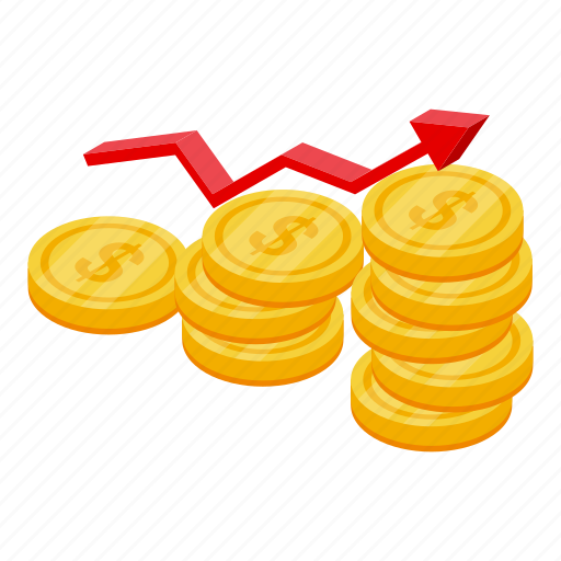 Dollar, coins, investments, isometric icon - Download on Iconfinder