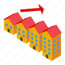 grow, building, investments, isometric