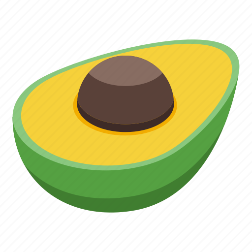 Half, avocado, isometric icon - Download on Iconfinder