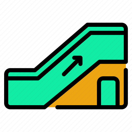 Public, service, transportation, facilities, city, escalator flat, stairs icon - Download on Iconfinder