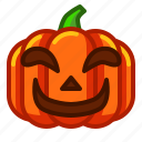 emoji, emoticon, halloween, lantern, pumpkin, smile, spooky