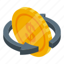 purchase, history, money, coin, isometric