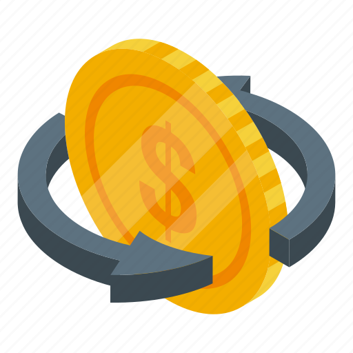 Purchase, history, money, coin, isometric icon - Download on Iconfinder