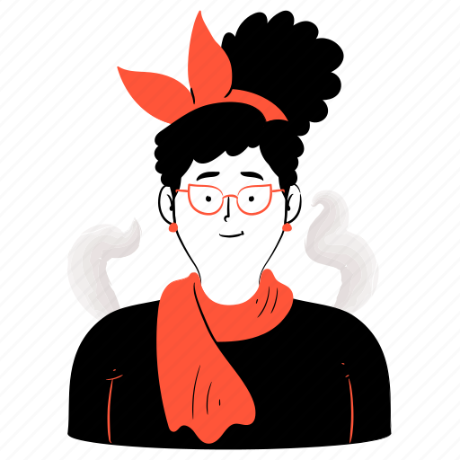 Avatars, and, characters, woman, scarf, glasses, girl illustration - Download on Iconfinder
