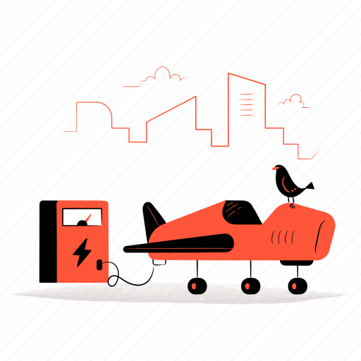 Ecology, transportation, electric, airplane, plane, vehicle, electricity illustration - Download on Iconfinder