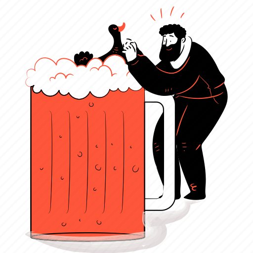Food, drink, beverage, beer, man, duck, bar illustration - Download on Iconfinder