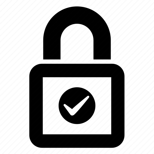 Insurance check mark, lock check mark, padlock, protection pass, security approval icon - Download on Iconfinder