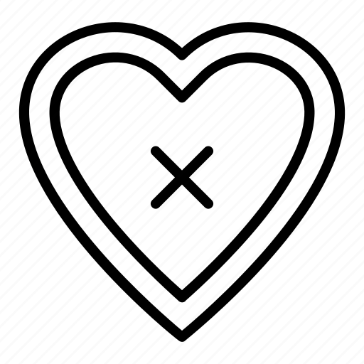 Broken heart, cross love, love rejection, no heart, no love, no valentine, partner rejection icon - Download on Iconfinder