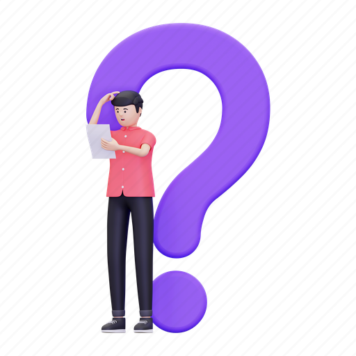Question, help, faq, support, confused, thinking, asking question 3D illustration - Download on Iconfinder