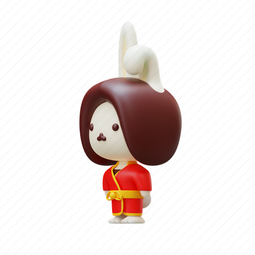 Female, rabbit, chinese, new year, traditional, cute, character 3D illustration - Download on Iconfinder
