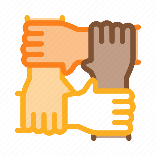Discrimination, group, hands, holding, multiracial, nameplate, stop icon - Download on Iconfinder