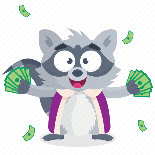 Cash, emoji, emoticon, racoon, rich, smiley, sticker icon - Download on Iconfinder