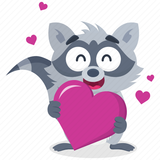 Emoji, emoticon, love, racoon, romance, smiley, sticker icon - Download on Iconfinder