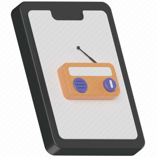 Radio, phone, antenna, audio, transmission, podcast, smartphone 3D illustration - Download on Iconfinder