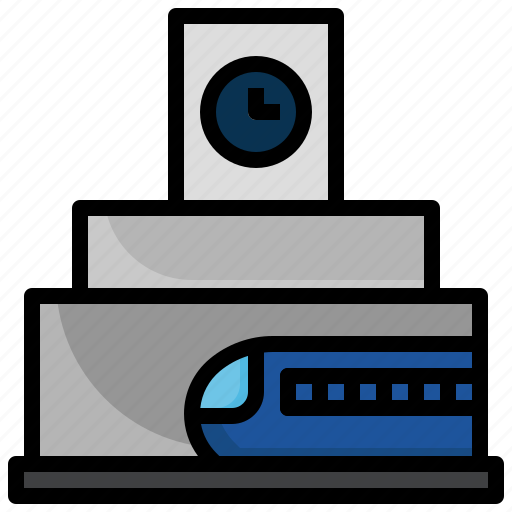 Clock, train, station, time, platform, transportation icon - Download on Iconfinder